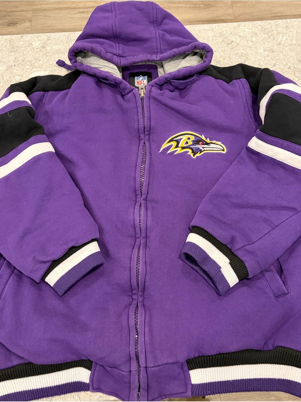 Baltimore Ravens NFL Purple Full Zip Lined Hooded Sweatshirt-Large
